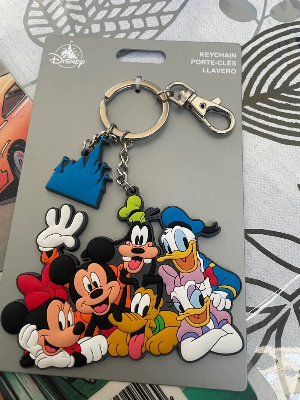 Disney Multicolor Mickey & Friends Rubber Keychain with Blue Castle Charm
